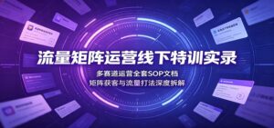 流量矩阵运营线下特训实录:多赛道运营全套SOP文档,矩阵获客与流量打法深度拆解-宝藏屋创业网