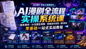 AI漫剧全流程实操系统课|剧本素材・AI生图生视频・剪辑发布变现・高阶接单,零基础一站式实战教程-宝藏屋创业网