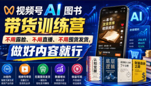 视频号AI图书带货训练营,不用露脸、不用直播、不用囤货发货,做好内容就行,一条爆款视频佣金8942-宝藏屋创业网