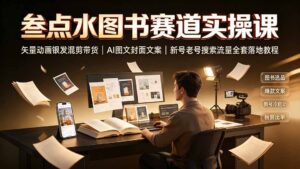 叁点水图书赛道实操课|矢量动画银发混剪带货,AI图文封面文案,新号老号搜索流量全套落地教程-宝藏屋创业网
