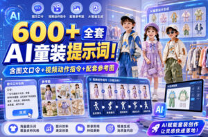 600+全套AI童装提示词!含图文口令+视频动作指令+配套参考图,Word-Excel规整分类,童装电商、种草无脑量产内容!-宝藏屋创业网