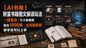 【AI书单】财富书籍图文解读玩法，一键直出，几十条视频，跑出1000单，全流程拆解，新手也可以上手-宝藏屋创业网