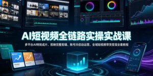 AI短视频全链路实操实战课｜多平台AI特效成片、剪映完整剪辑、账号冷启动运营、全域短视频带货变现全套教程-宝藏屋创业网