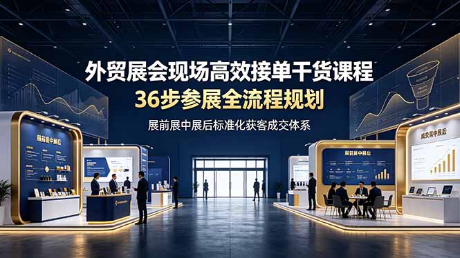 外贸展会现场高效接单干货课程，36步参展全流程规划，展前展中展后标准化获客成交体系-宝藏屋创业网