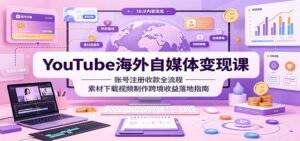 YouTube海外自媒体变现课:账号注册收款全流程,素材下载视频制作跨境收益落地指南-宝藏屋创业网