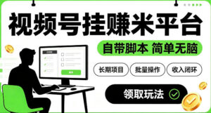 最新视频号挂G賺米平台，自带脚本，长期能做，简单无脑【揭秘】-宝藏屋创业网