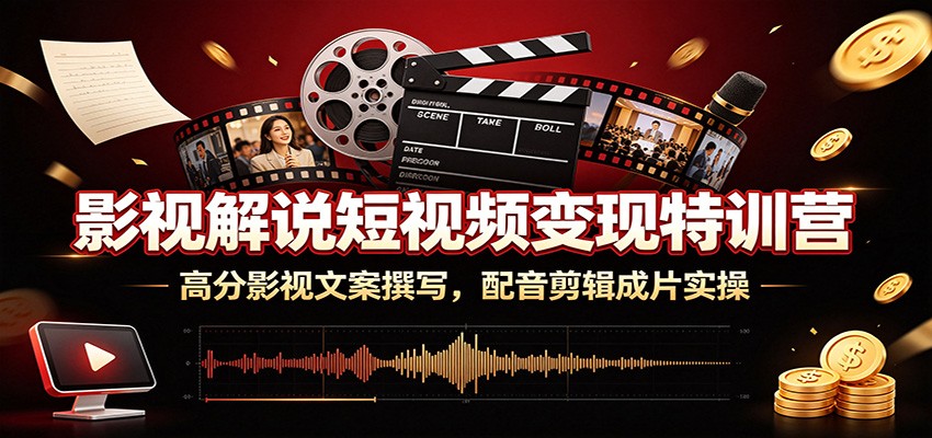 影视解说短视频变现特训营：高分影视文案撰写，配音剪辑成片实操-宝藏屋创业网