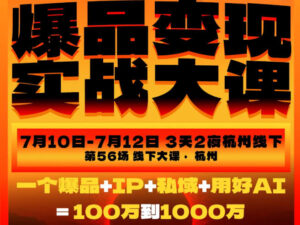 爆品变现实战大课,从爆品,到流量,到成交,一个爆品+IP+私域+用好AI=100W到1000W(7月10-12日)-宝藏屋创业网