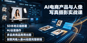 AI电商产品与人像写真摄影实战课|SD本地云端部署、MJ全套操作、多品类商品商用出图、创意风格人像AI绘图完整教程-宝藏屋创业网