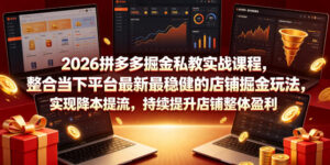 2026拼多多掘金私教实战课程,整合当下平台最新最稳健的店铺掘金玩法,实现降本提流,持续提升店铺整体盈利-宝藏屋创业网