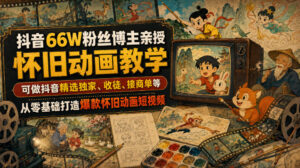抖音66W粉丝博主亲授怀旧动画教学，可做抖音精选独家、收徒、接商单等，从零基础打造爆款怀旧动画短视频-宝藏屋创业网