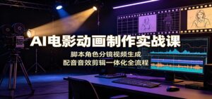 AI电影动画制作实战课：脚本角色分镜视频生成，配音音效剪辑一体化全流程-宝藏屋创业网