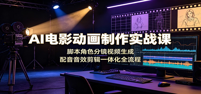 AI电影动画制作实战课：脚本角色分镜视频生成，配音音效剪辑一体化全流程-宝藏屋创业网