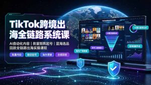 TikTok跨境出海全链路系统课-2026年7月:AI自动化内容|批量矩阵起号|蓝海选品回款全链路出海实操课程-宝藏屋创业网