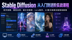 Stable Diffusion从入门到进阶实战课程|软件部署、模型运用、提示词精修、Lora炼丹、AI图文视频全能落地教程-宝藏屋创业网