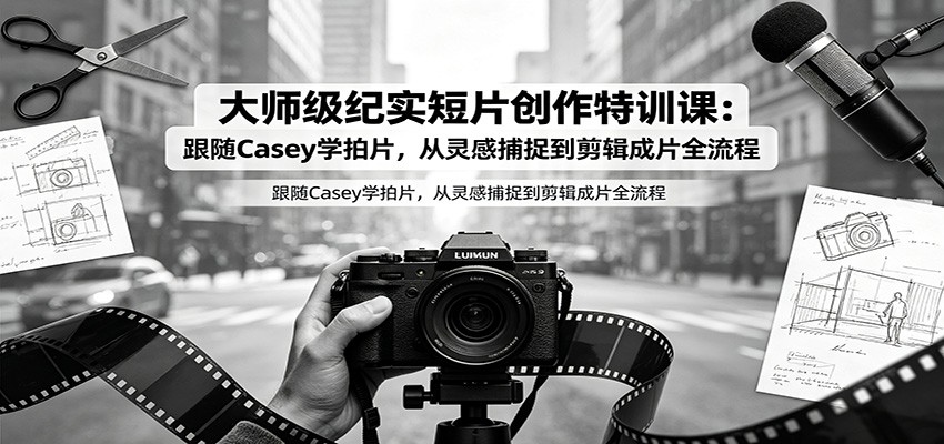 大师级纪实短片创作特训课：跟随Casey学拍片，从灵感捕捉到剪辑成片全流程-宝藏屋创业网