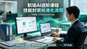职场AI进阶课程;多类实用Skill工具实操,专属技能封装标准化流程,报表行业报告一键提取核心内容-宝藏屋创业网
