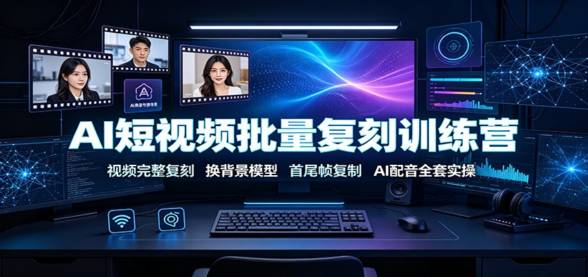 AI短视频批量复刻训练营：视频完整复刻，换背景模型、首尾帧复制、AI配音全套实操-宝藏屋创业网