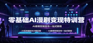 零基础AI漫剧变现特训营:小说改编剧本分镜实操,AI建模剪辑发布一站式教程-宝藏屋创业网