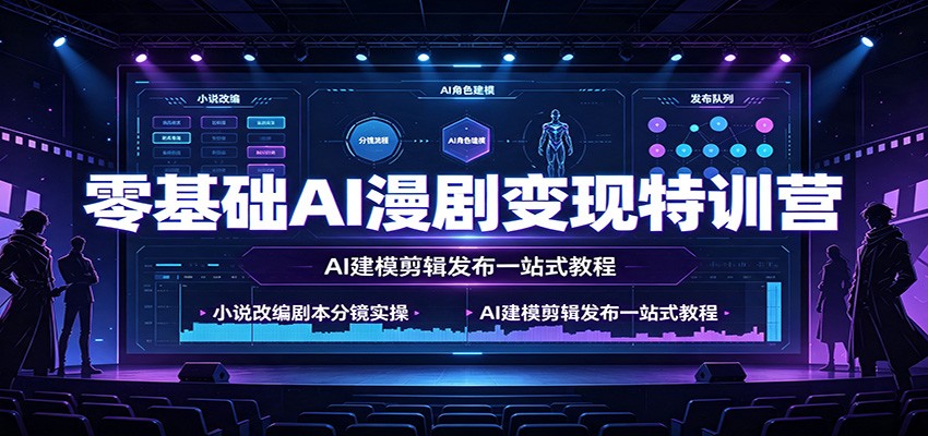 零基础AI漫剧变现特训营：小说改编剧本分镜实操，AI建模剪辑发布一站式教程-宝藏屋创业网