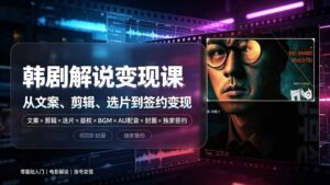 抖音270W粉丝博主亲授韩剧解说课:文案×剪辑×选片×版权×BGM×AU配音×封面×独家签约,零基础到变现-宝藏屋创业网