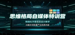 思维格局自媒体特训营:精细化字幕视觉设计教学,AI提示词批量产出优质内容-宝藏屋创业网