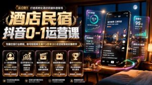 酒店民宿抖音0-1运营课|专属住宿行业教程,账号短视频直播POI榜单SEO全流程落地实操教学-宝藏屋创业网