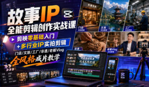 故事IP全能剪辑创作实战课|剪映零基础入门+多行业IP实拍剪辑,门店/文旅/工厂/非遗/老板Vlog全风格成片教学-宝藏屋创业网