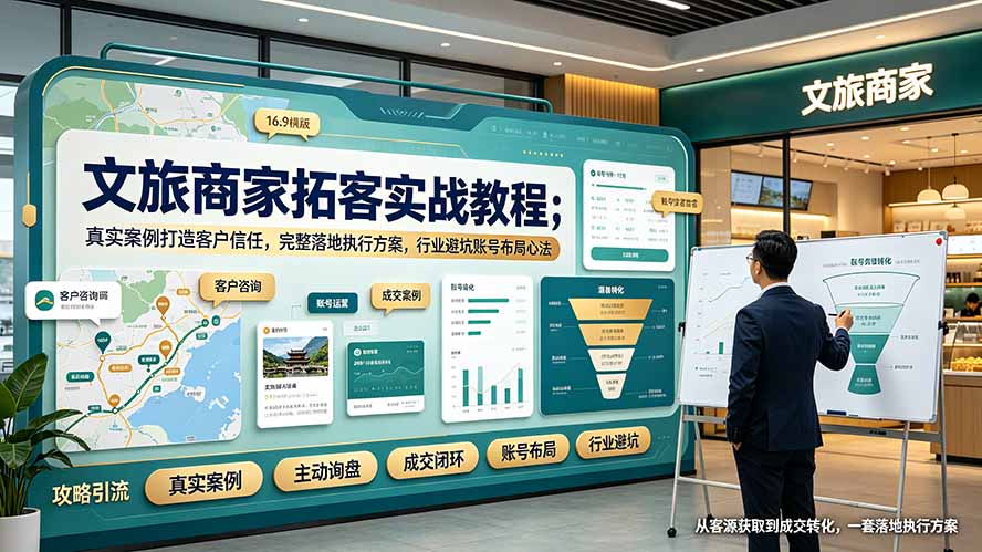 文旅商家拓客实战教程；真实案例打造客户信任，完整落地执行方案，行业避坑账号布局心法-宝藏屋创业网