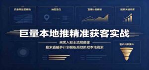 巨量本地推精准获客实战：来客入驻全流程搭建，搜索直播多计划模板高效抓取本地线索-宝藏屋创业网