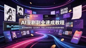 AI漫剧副业速成教程,取材编剧剪辑一站式教学;快速上手实现内容变现接单增收-宝藏屋创业网