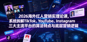 2026海外红人营销实理论课,系统拆解TikTok、YouTube、Instagram三大主流平台的算法特点与底层营销逻辑-宝藏屋创业网