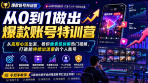 从0到1做出爆款账号特训营,从底层心法出发,教你像素级拆解热门视频,打造能持续出流量的个人账号-宝藏屋创业网