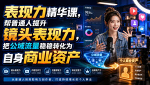 表现力精华课,帮普通人提升镜头表现力,把公域流量稳稳转化为自身商业资产-宝藏屋创业网