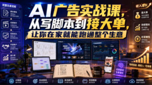 AI广告实战课，从写脚本到接大单，让你在家就能跑通整个生意【原创双语字幕】-宝藏屋创业网