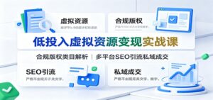 低投入虚拟资源变现实战课:合规版权类目解析,多平台SEO引流私域成交-宝藏屋创业网