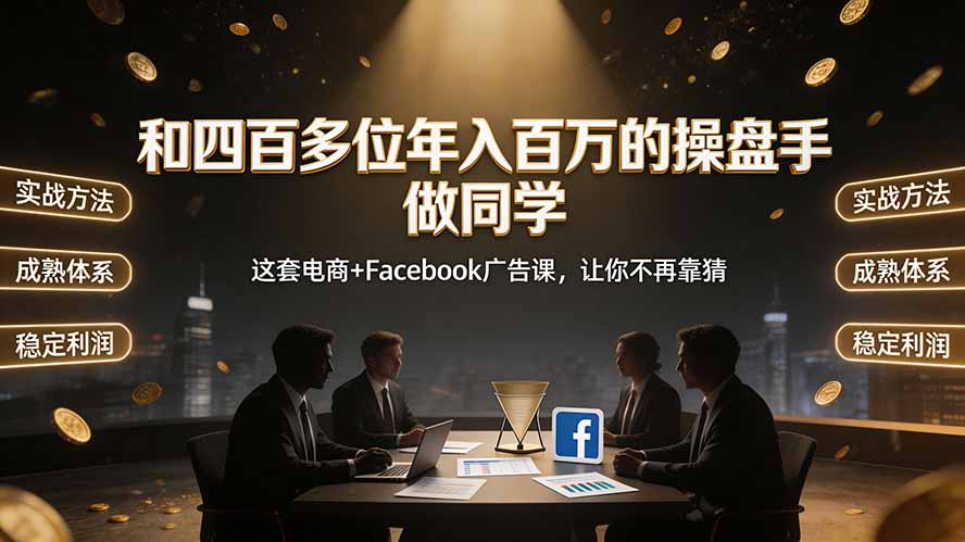 和四百多位年入百万的操盘手做同学——这套电商+Facebook广告课，让你不再靠猜【原创双语字幕】-宝藏屋创业网