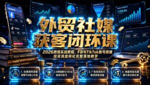 外贸社媒获客闭环课｜2026跨境实战教程，FB与TikTok账号搭建投流询盘转化完整落地教学-宝藏屋创业网