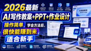 2026最新AI写作教案+PPT+作业设计，操作简单，学会方法后，很快能賺到米，适合新手-宝藏屋创业网