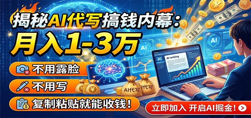 揭秘AI代写搞钱内幕：月入1-3万，不用露脸不用写，复制粘贴就能收钱！-宝藏屋创业网