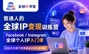 普通人的全球IP变现训练营，Facebook/Instagram全球个人IP入门课，零基础全球社媒课程-宝藏屋创业网