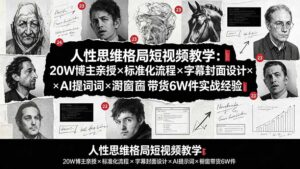 人性思维格局短视频教学：20W博主亲授×标准化流程×字幕封面设计×AI提示词×橱窗带货6W件实战经验-宝藏屋创业网