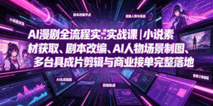 AI漫剧全流程实战课|小说素材获取、剧本改编、AI人物场景制图、多工具成片剪辑、平台付费变现与商业接单完整落地-宝藏屋创业网