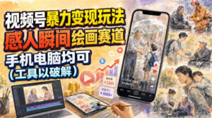 视频号暴力变现玩法,感人瞬间绘画赛道,手机电脑均可-宝藏屋创业网