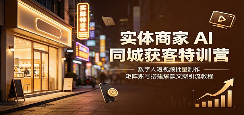 实体商家AI同城获客特训营：数字人短视频批量制作，矩阵账号搭建爆款文案引流教程-宝藏屋创业网