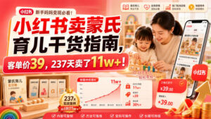 小红书卖蒙氏育儿干货指南,客单价39,237天卖了11w+!-宝藏屋创业网