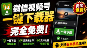 手机端也可下载微信视频号了？完全免费使用，一键解析视频号原视频和封面视频号下载助手v1.1-宝藏屋创业网