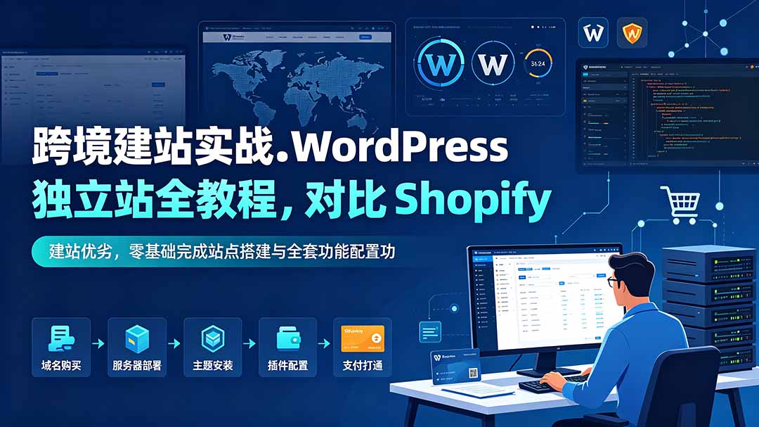 跨境建站实战：WordPress 独立站全教程，对比 Shopify 建站优劣，零基础完成站点搭建与全套功能配置-宝藏屋创业网