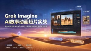 Grok Imagine AI故事动画短片实战:电影级视觉效果+角色一致性+高级提示词+后期剪辑全流程-宝藏屋创业网