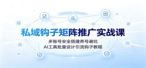 私域钩子矩阵推广实战课:多账号安全搭建养号避坑,AI工具批量设计引流钩子教程-宝藏屋创业网